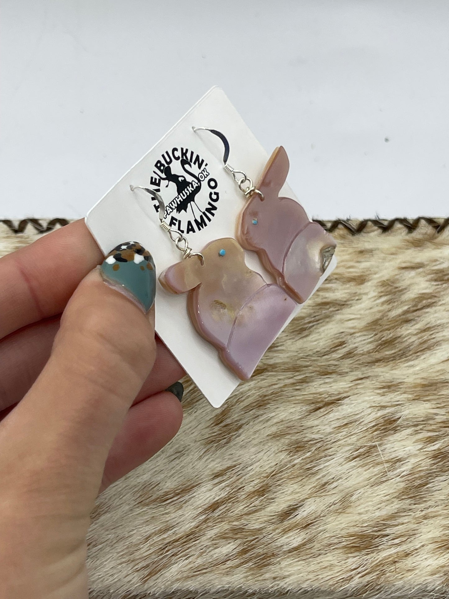 Mother of Pearl Bunny Dangle Earrings