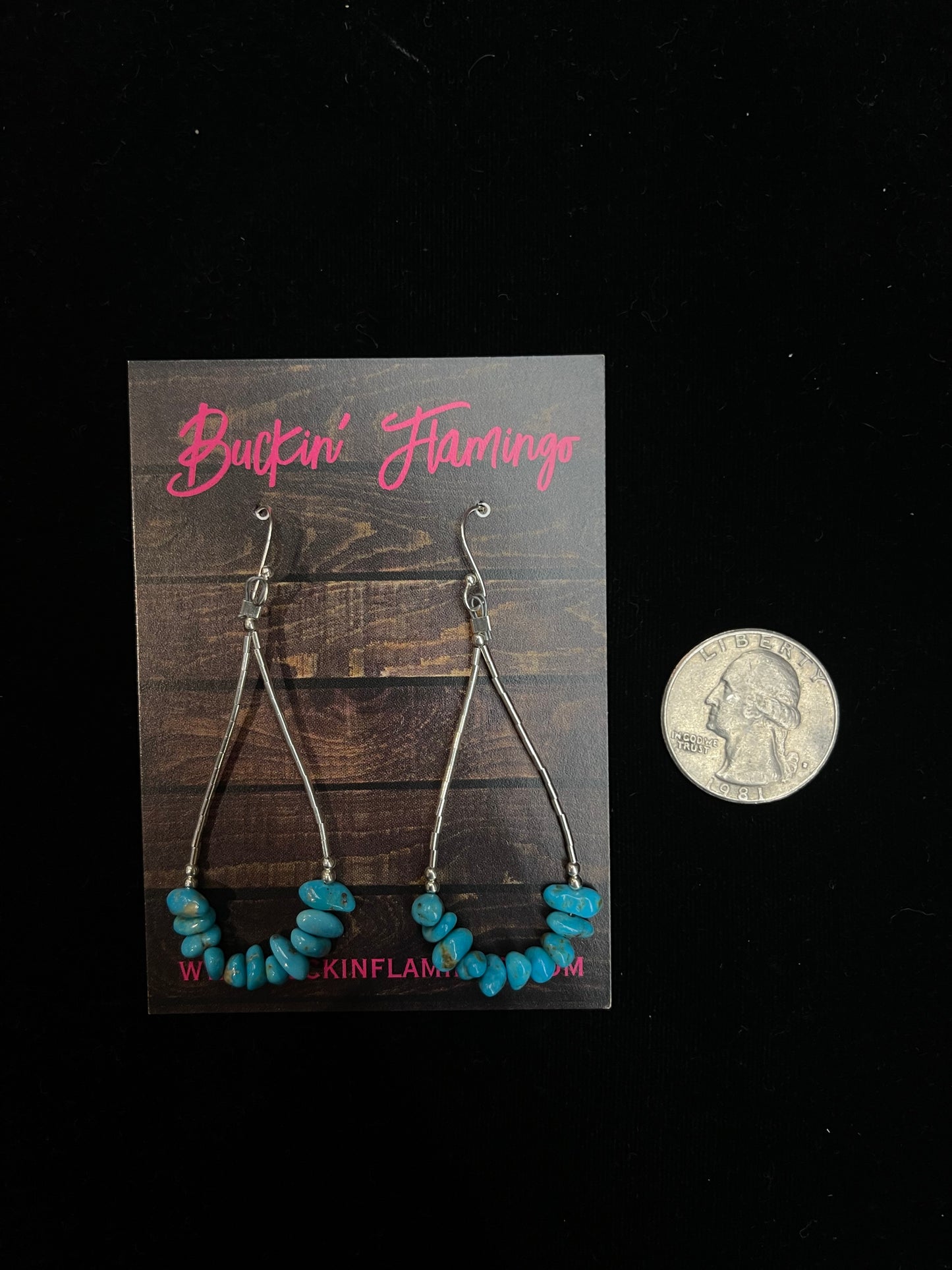 Natural Turquoise Nugget and Liquid Silver Teardrop Dangle Earrings