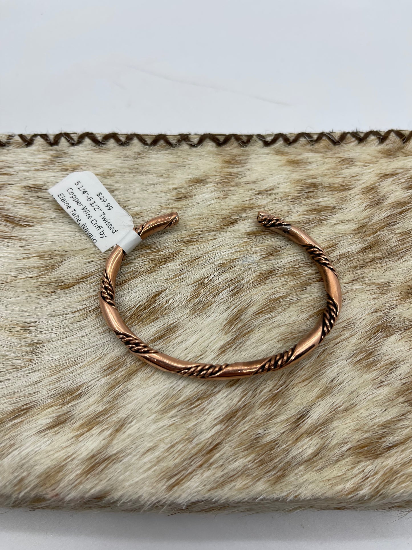 5 1/4"-6 1/2" Twisted Copper Wire Cuff by Elaine Tahe, Navajo