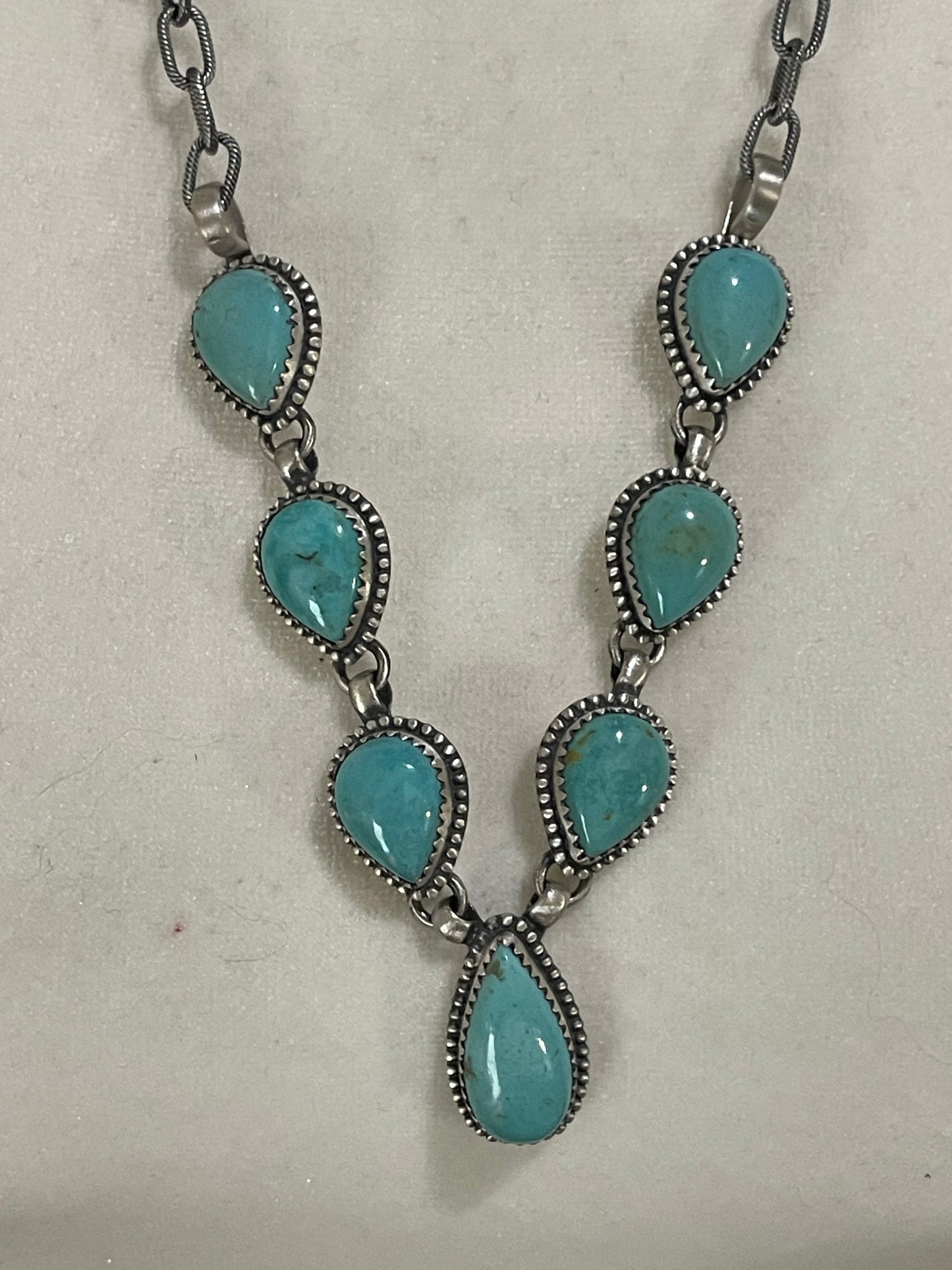 24" Turquoise Teardrop Lariat Necklace