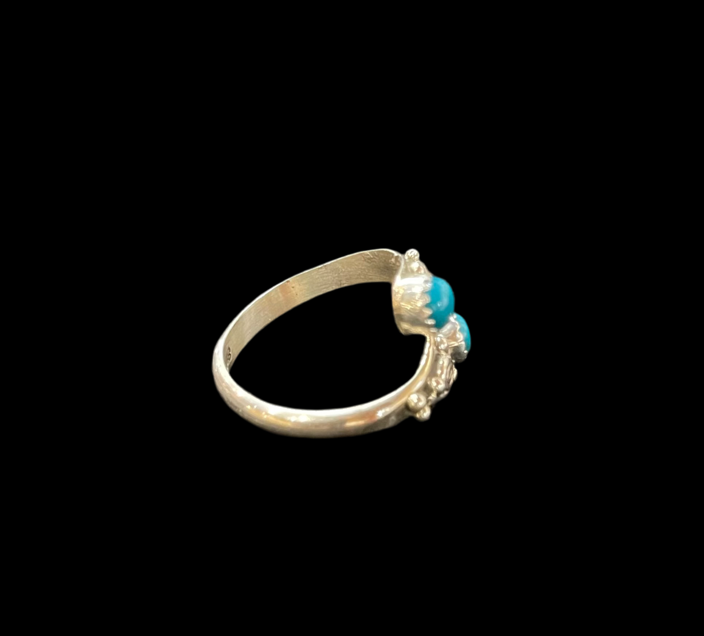 8.0-11.0 Adjustable Turquoise Two-Stone Ring