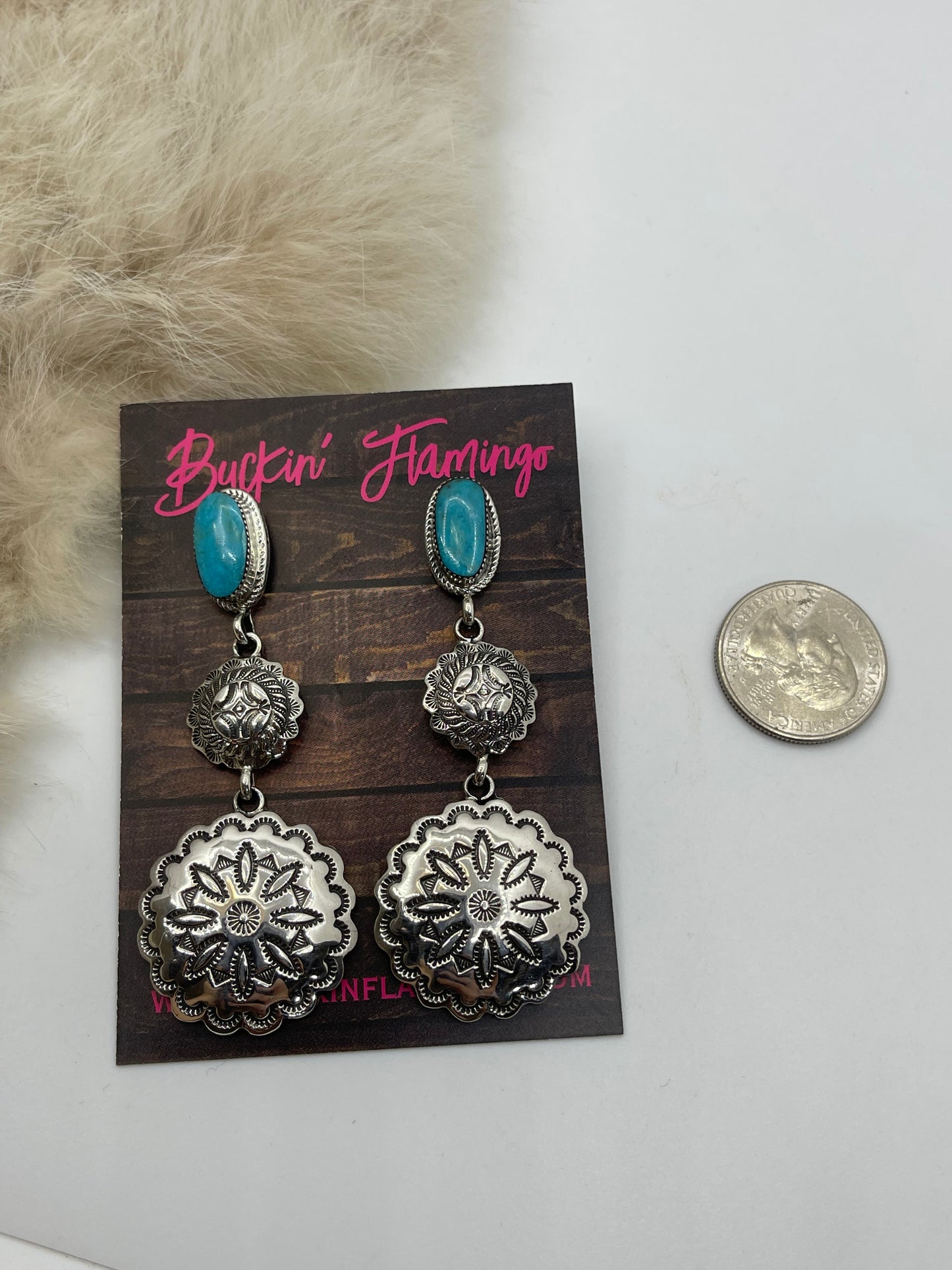 2 Concho with Turquoise Triple Dangle by Emerson Delgarito, Navajo Post at top