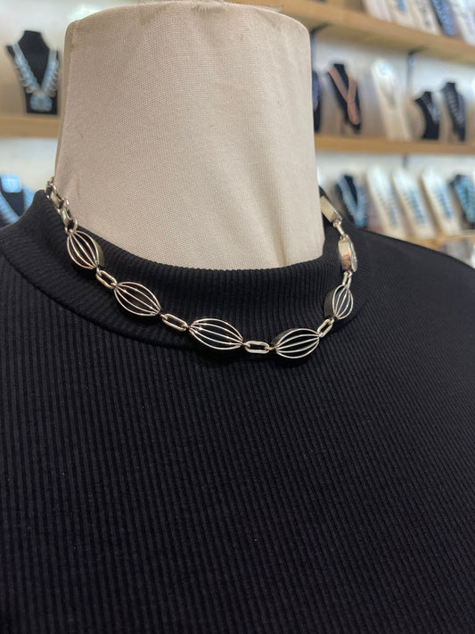 15" Sterling Silver Chain Linked Necklace by James Bahe, Navajo