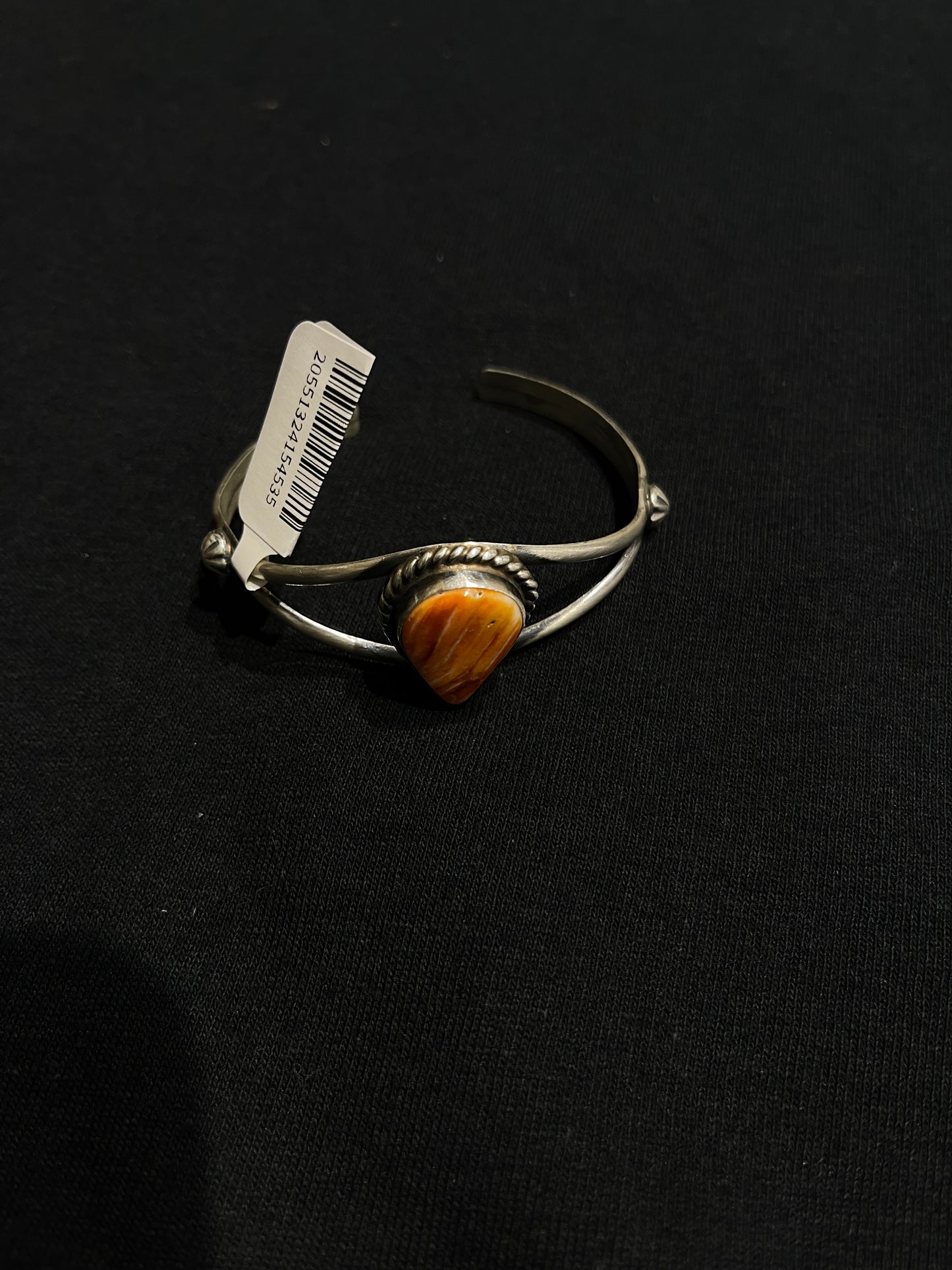 5 3/4"-7 1/4" Orange Spiny Oyster Shell Teardrop Cuff by Augustine Largo, Navajo