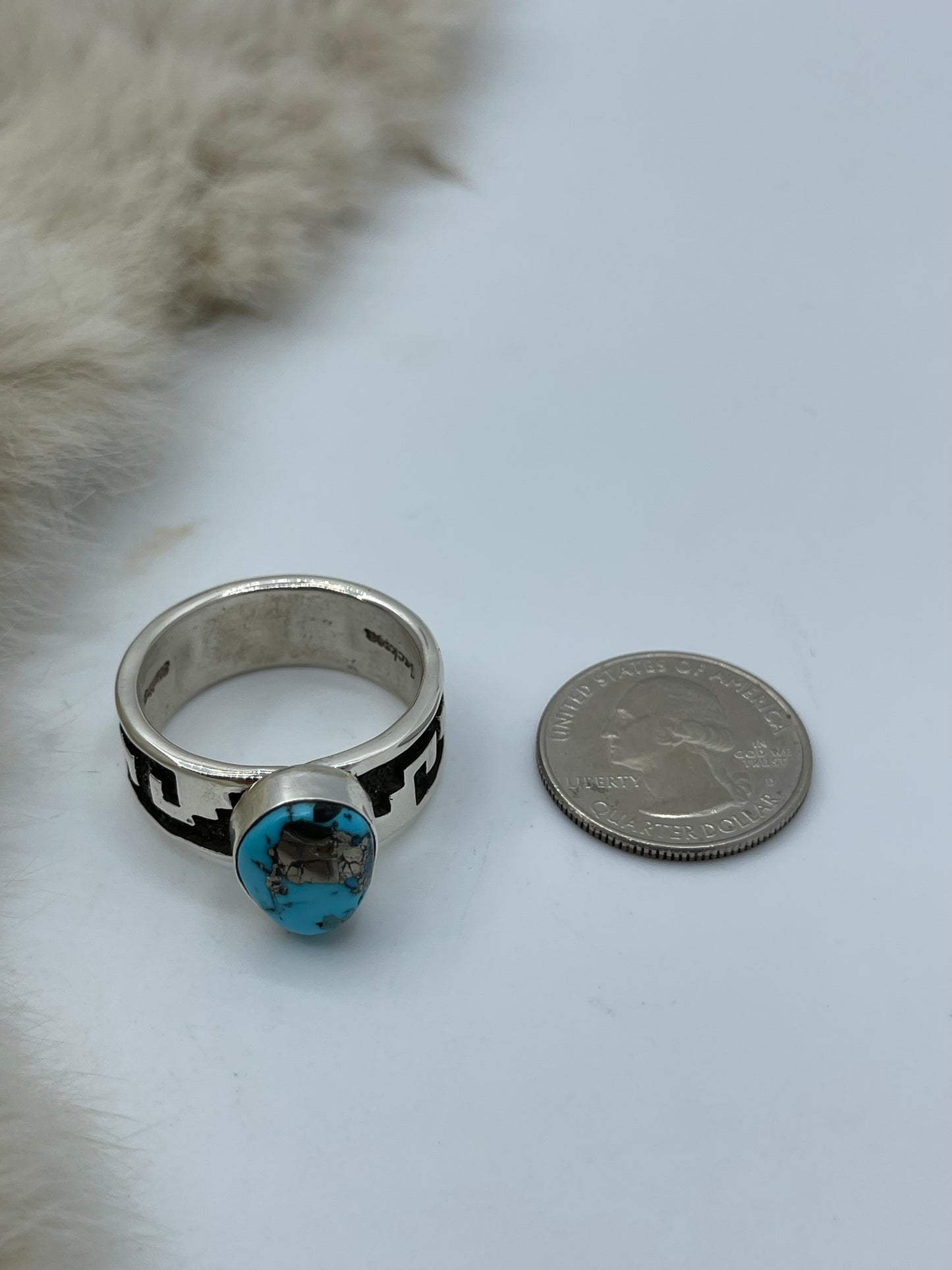 14.5 Morenci Turquoise Ring by Marie Jackson, Navajo
