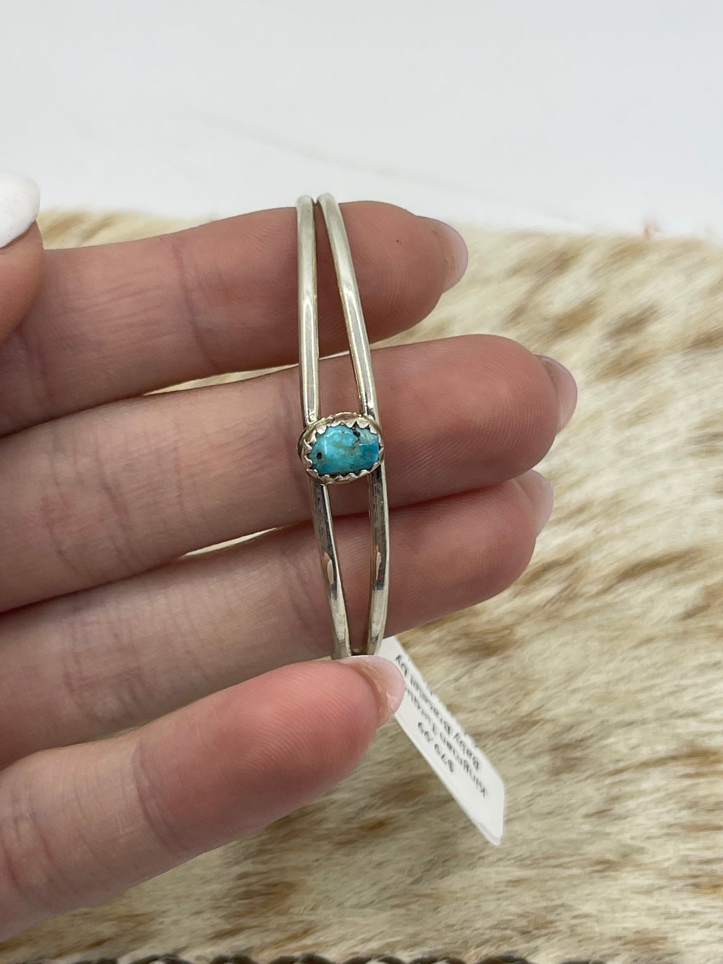 Kingman Turquoise Baby Bracelet by G.Perry, Navajo