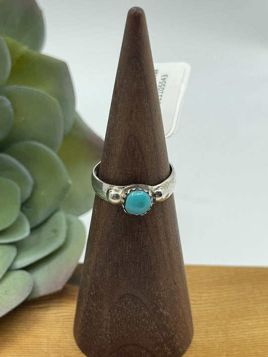 6.0 Turquoise Circle Ring by Joanita Yatsattie, Zuni