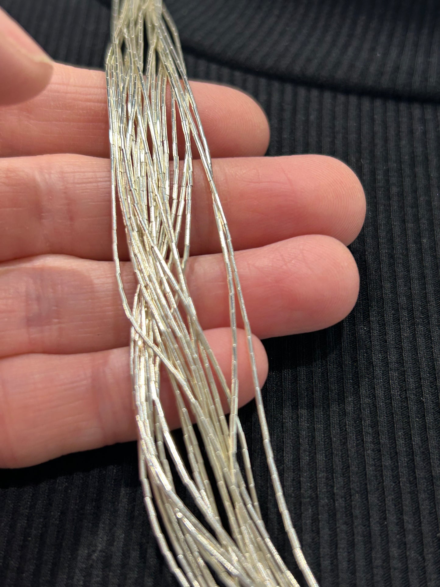 24" 20 Strand Liquid Silver Necklace