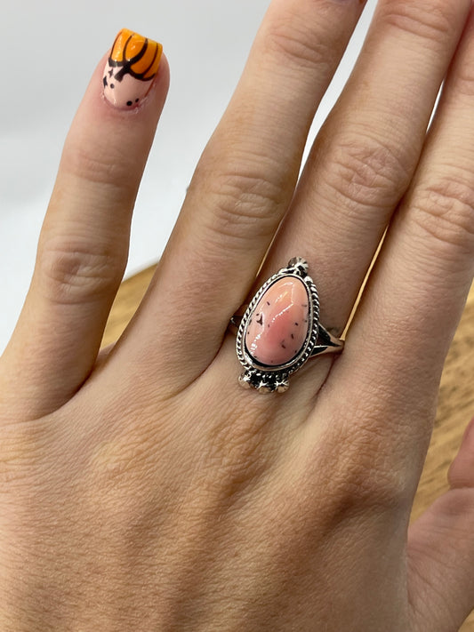 8.5 Pink Conch Shell Ring by Sharon McCarthy, Navajo