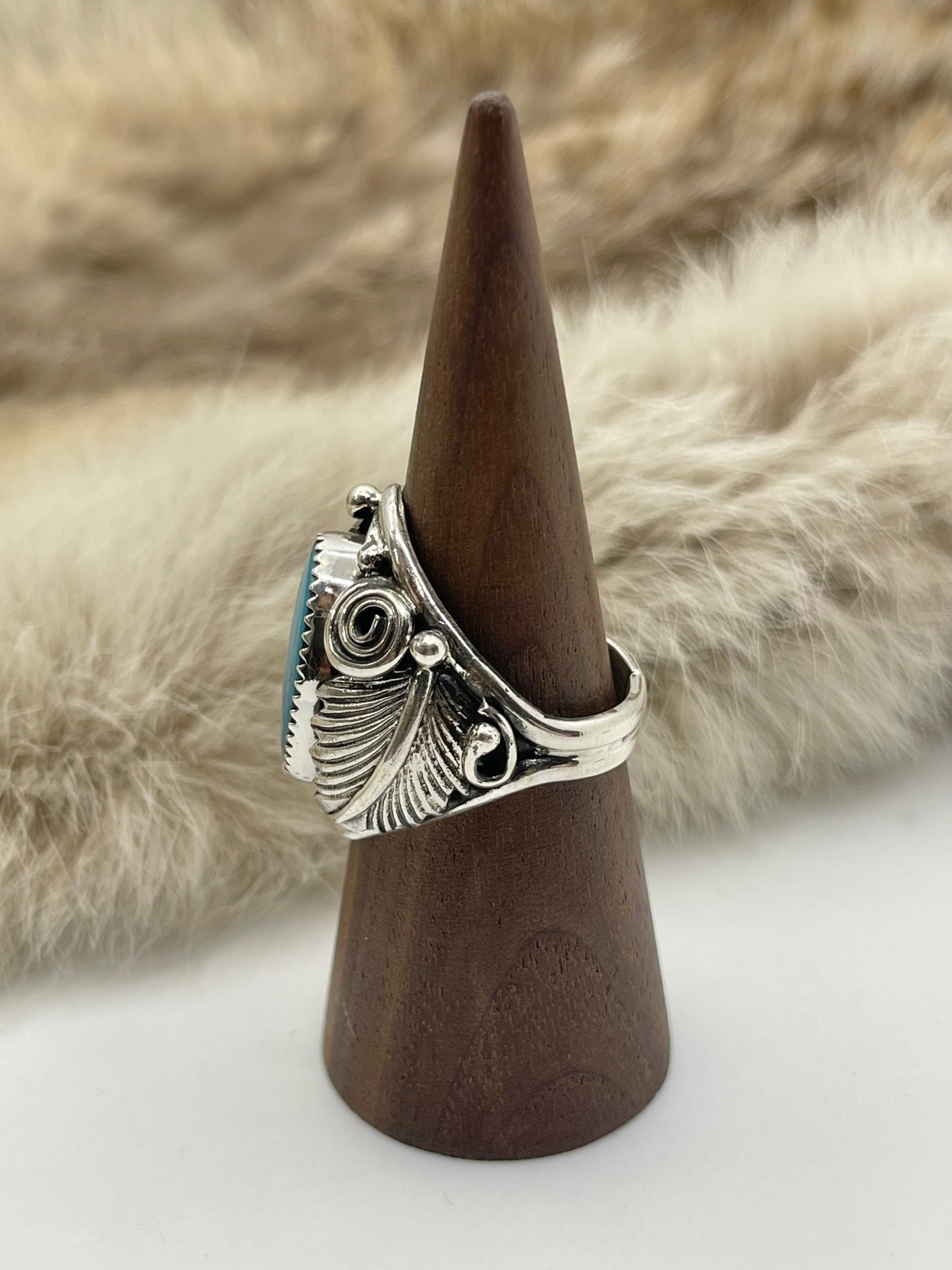 10.0 Turquoise Ring by Darrell Morgan, Navajo