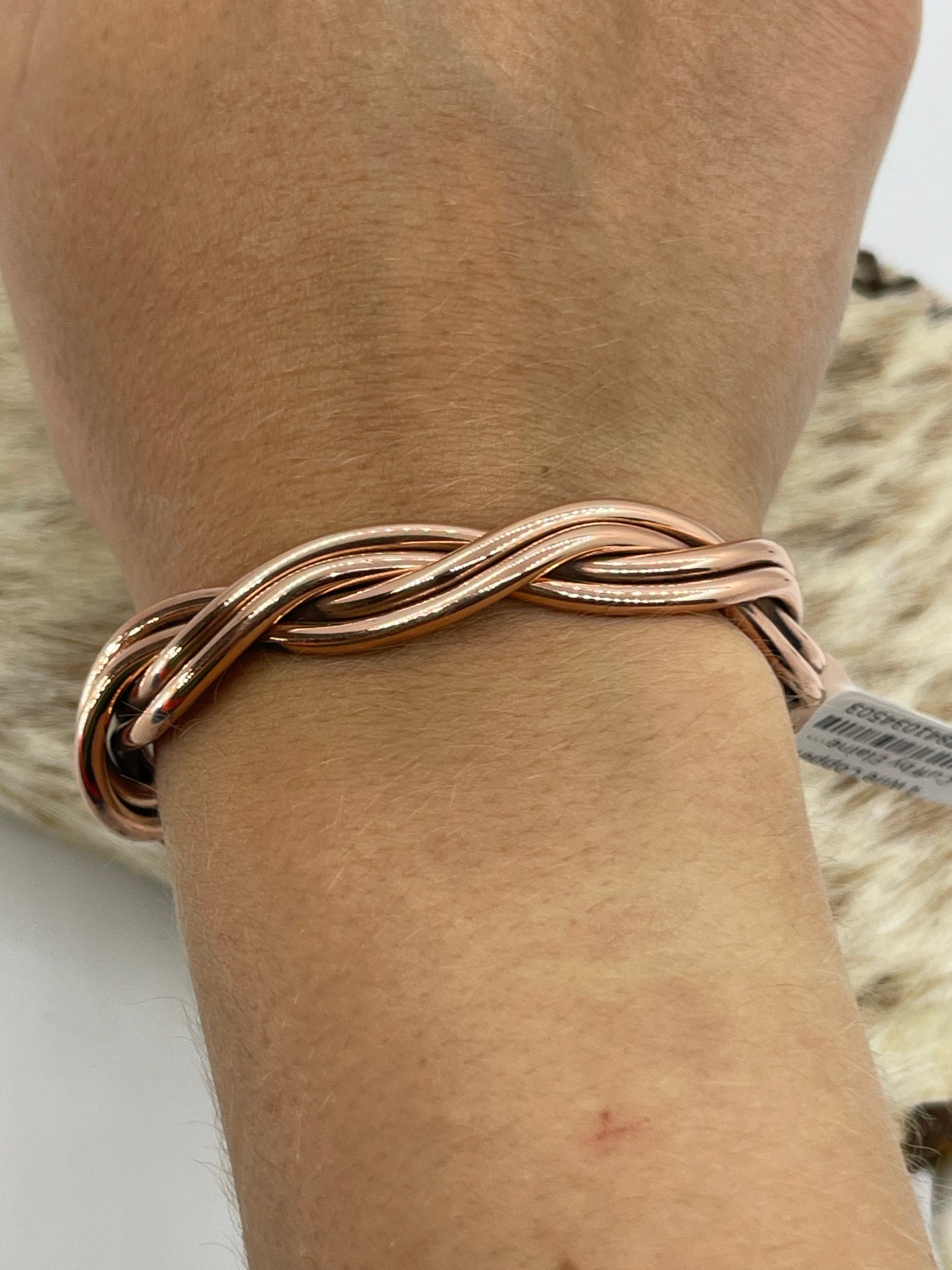 5"-6 1/2" Braided 4 Wire Copper Cuff by Elaine Tahe, Navajo