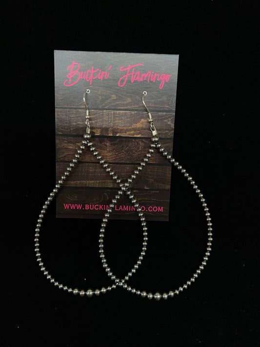 4 1/2" 3-5mm Navajo Pearl Teardrop Dangle Earrings