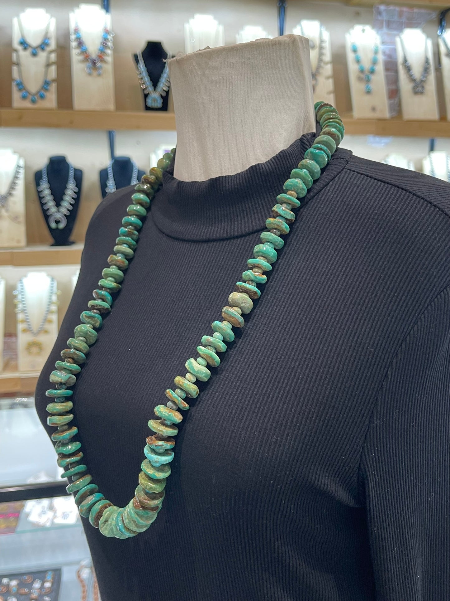 32" Natural Disc Royston Turquoise Necklace