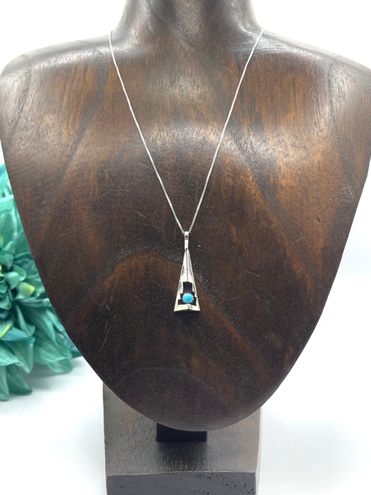 16" Triangle Shadowbox Pendant By Felix Perry, Navajo