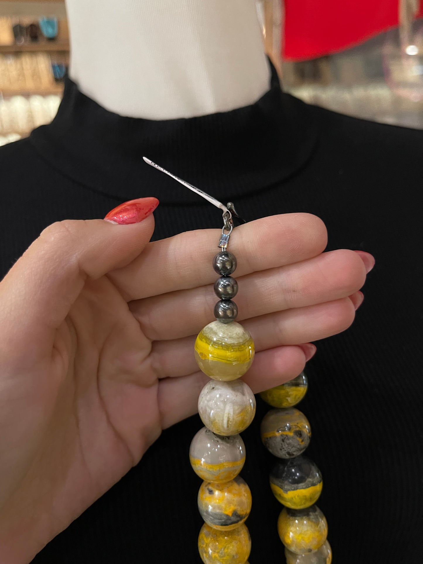 20" 18mm Bumblebee Jasper Beaded Necklace