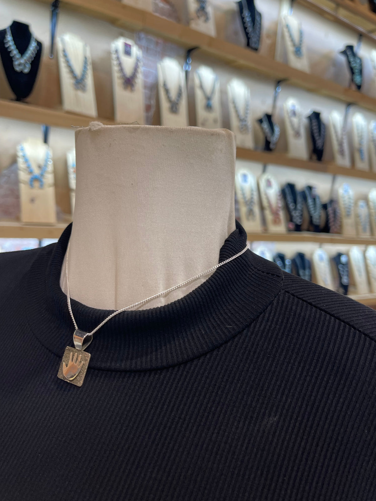 5.3mm Bale Mini Hand Pendant on 16" Chain by Alex Sanchez, Navajo