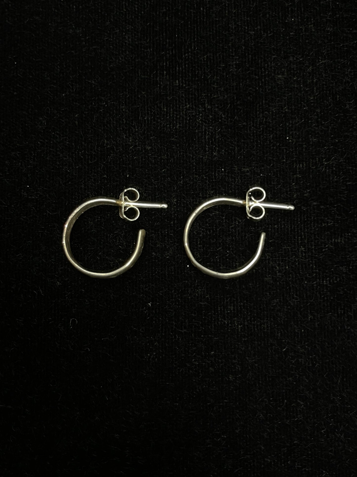 Small Silver Hoops with Stamping by Elaine Tahe, Navajo