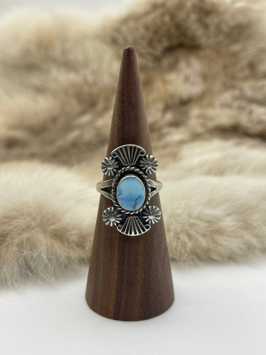9.5 Golden Hills Turquoise Ring by Jerryson Henio, Navajo