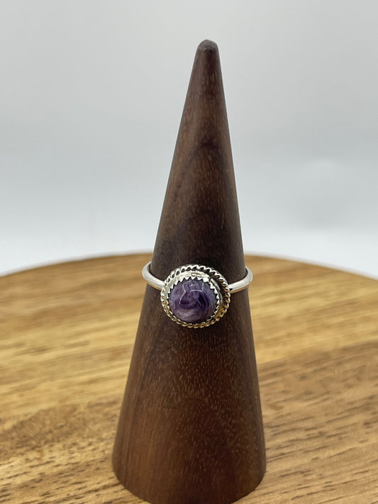 8.5 Charoite Ring by Esther White, Navajo