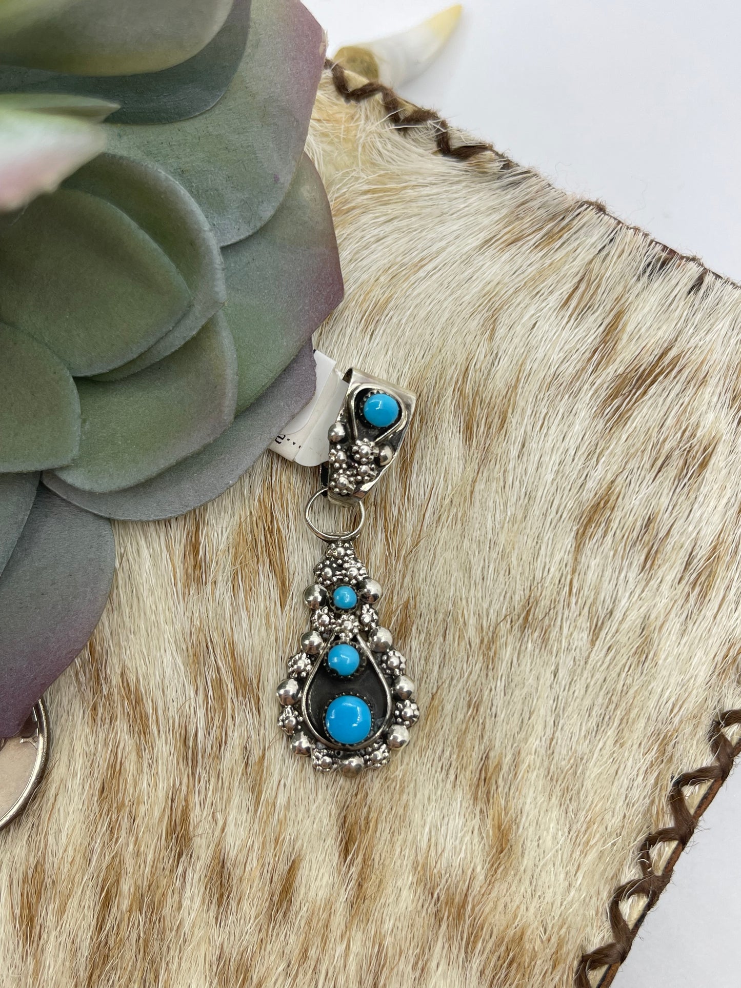 Stone Sleeping Beauty Turquoise Teardrop Pendant with a 5mm Bale by Verdi Booqua, Zuni