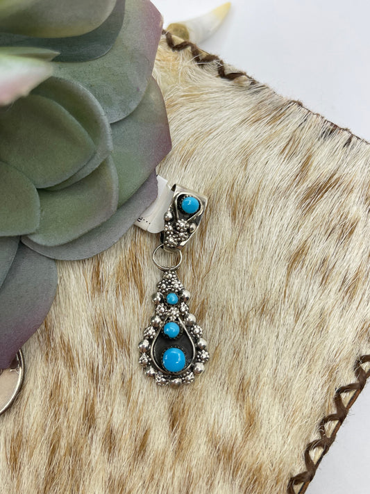 Stone Sleeping Beauty Turquoise Teardrop Pendant with a 5mm Bale by Verdi Booqua, Zuni