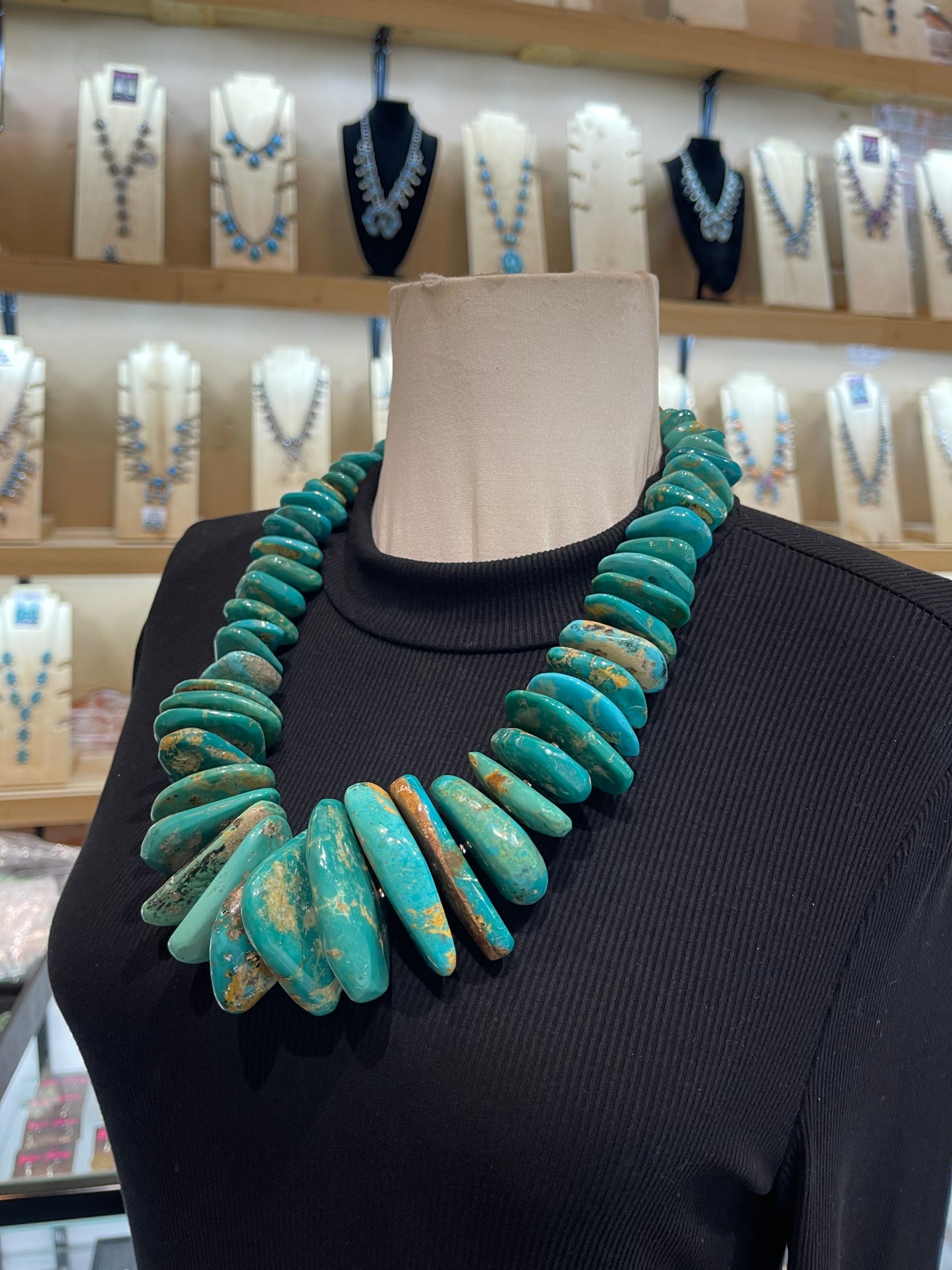 25" Amazing Royston Turquoise Slab Necklace