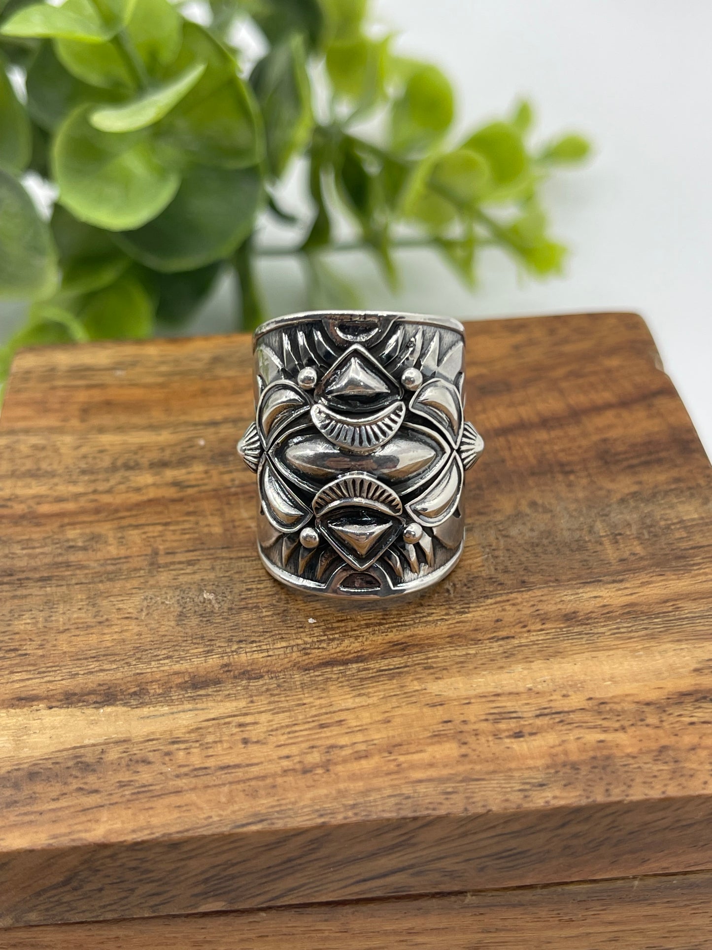7.0 Wide Silver Band Ring by Derrick Gordon, Navajo