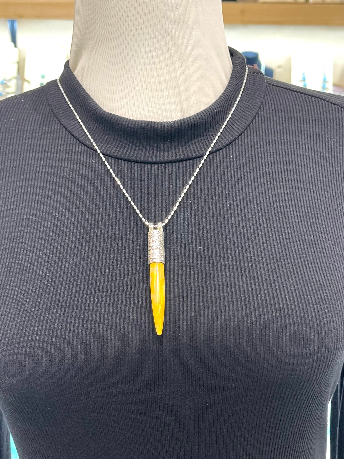 20" Necklace with Bumblebee Jasper Cone Pendant