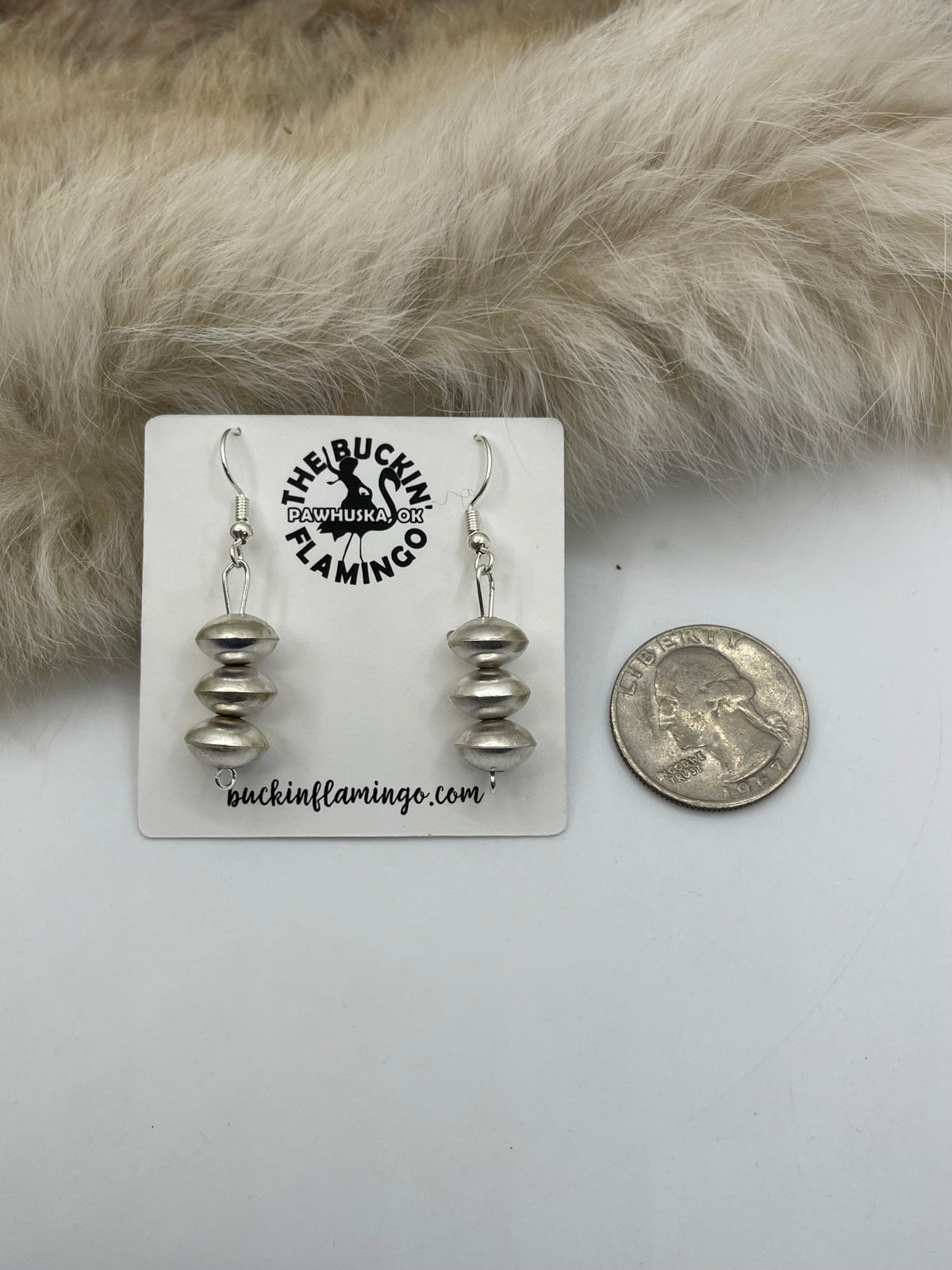 9mm Handmade Navajo Pearl Earrings by Tylena Nez, Navajo