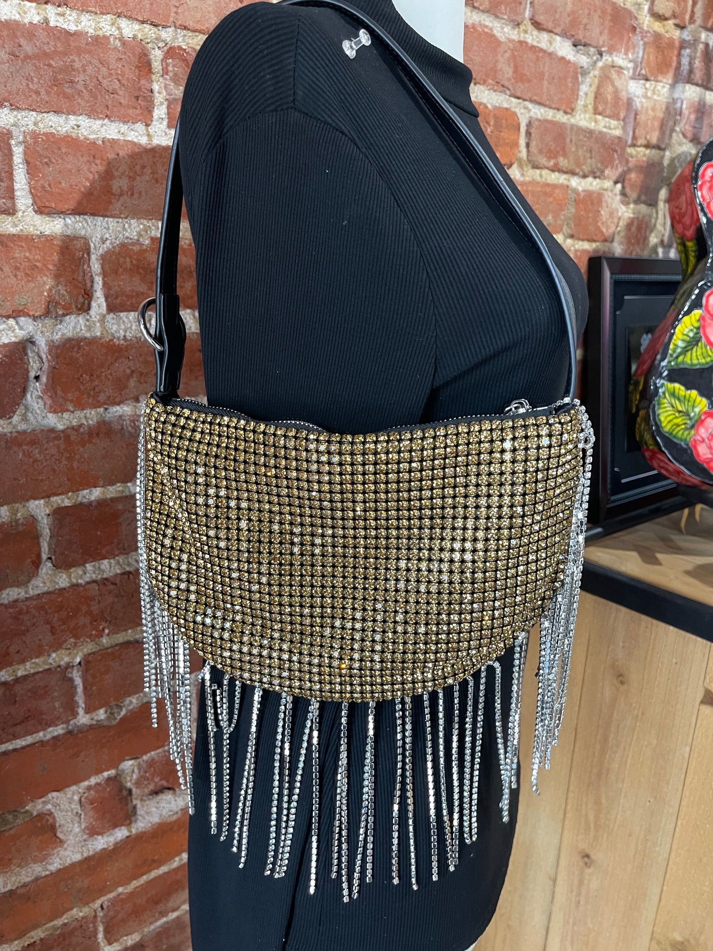 Bedazzled Crossbody With Bedazzled Fringe