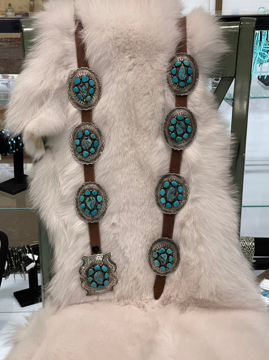 Silver Concho Belt with Turquoise