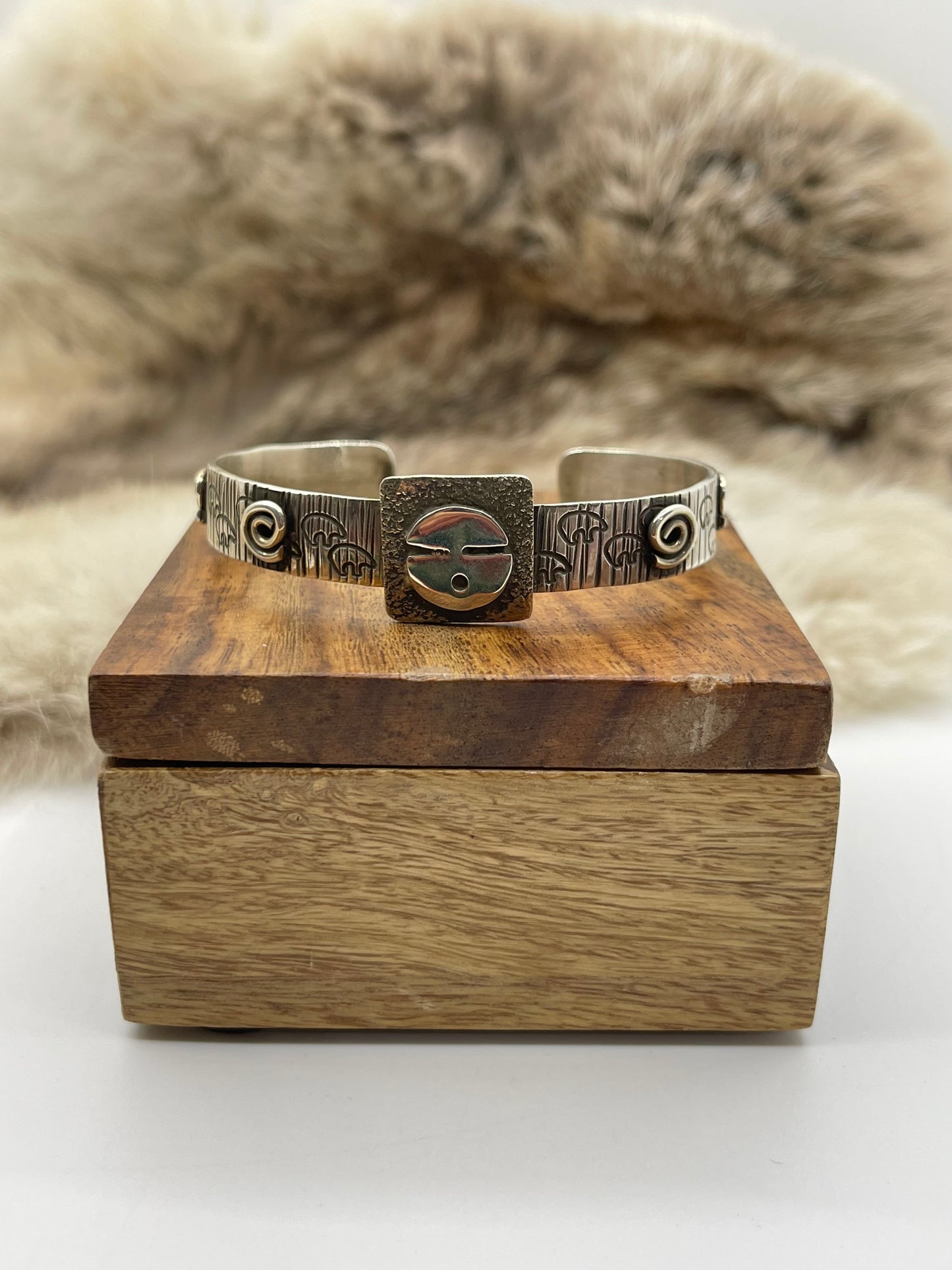 6”-7” Sun Face Cuff by Alex Sanchez, Navajo