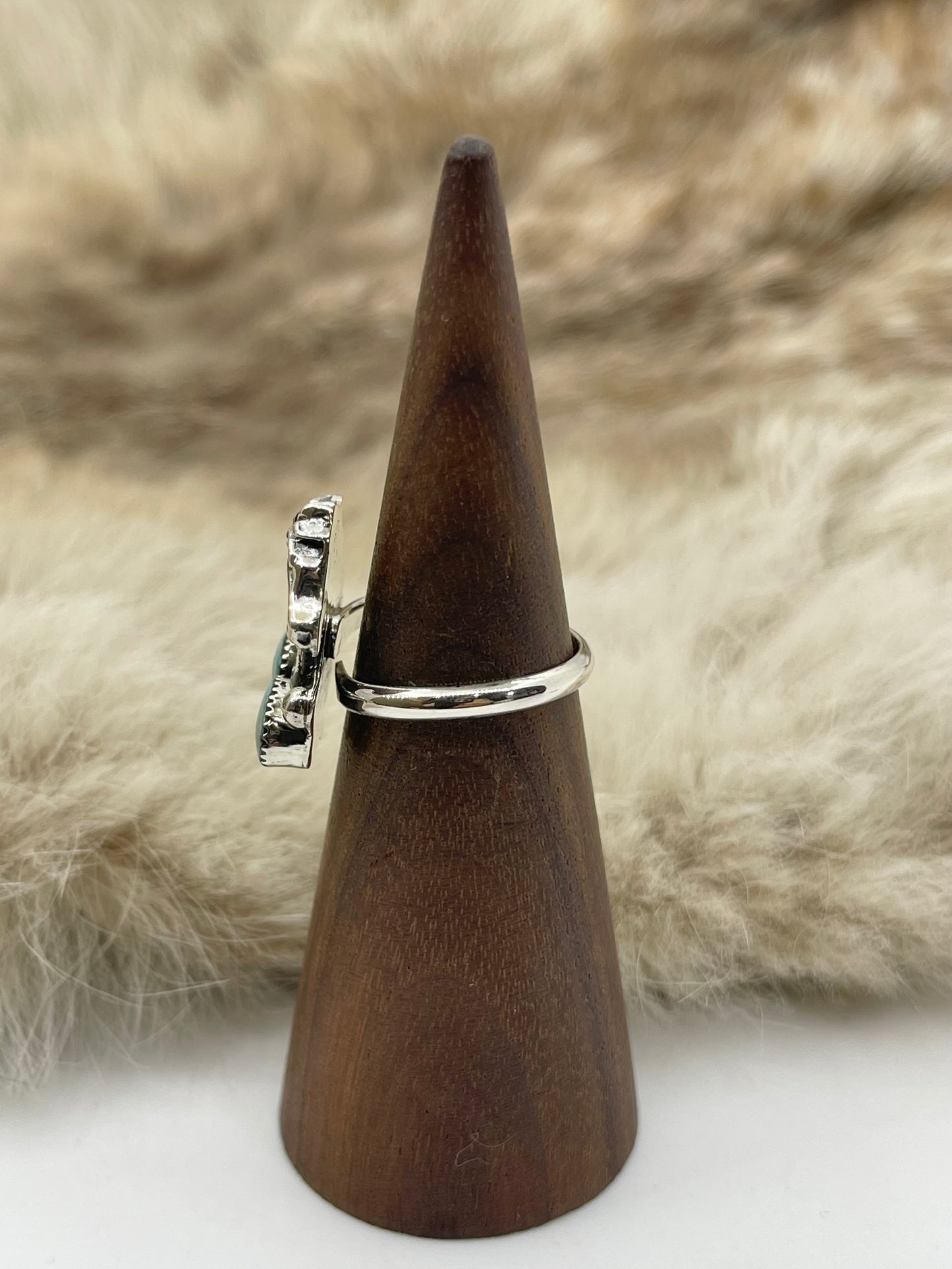 6.5 Horse with 2 Turquoise Stones Semi-Adjustable Ring by Sonyei Coho, Navajo