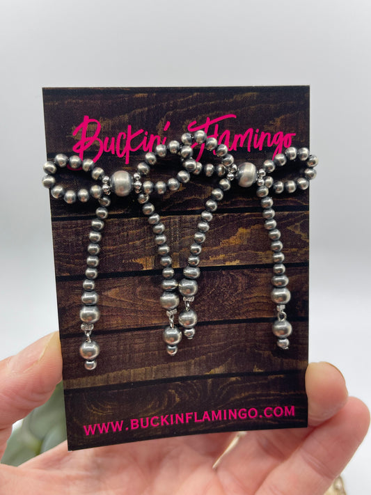 Navajo Pearl Bow Post Earrings by Lucinda Sardo, Navajo