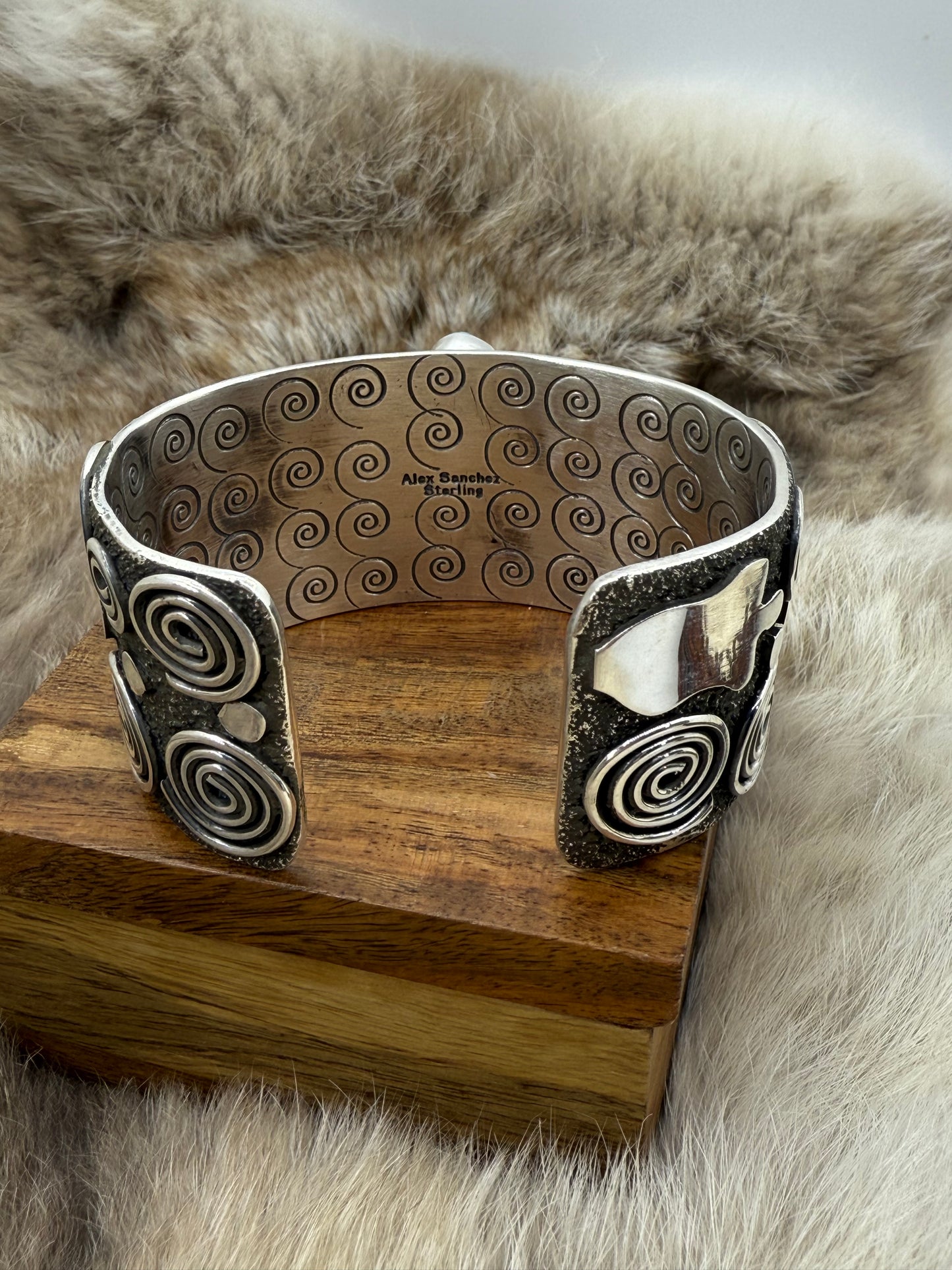 High Grade Kingman Web Turquoise Cuff by Alex Sanchez, Navajo