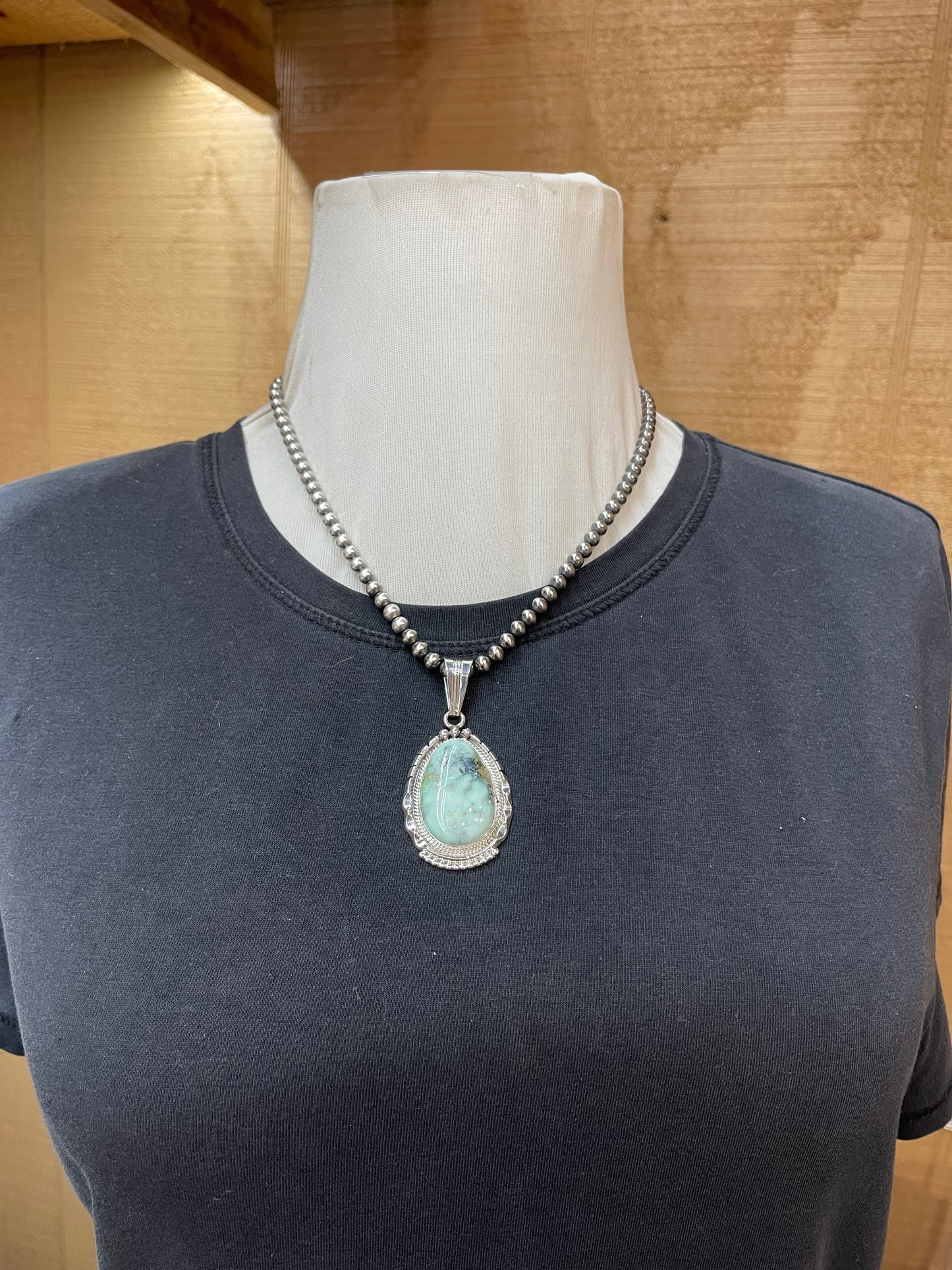 Palomino Turquoise Pendant by Daniel Benally, Navajo