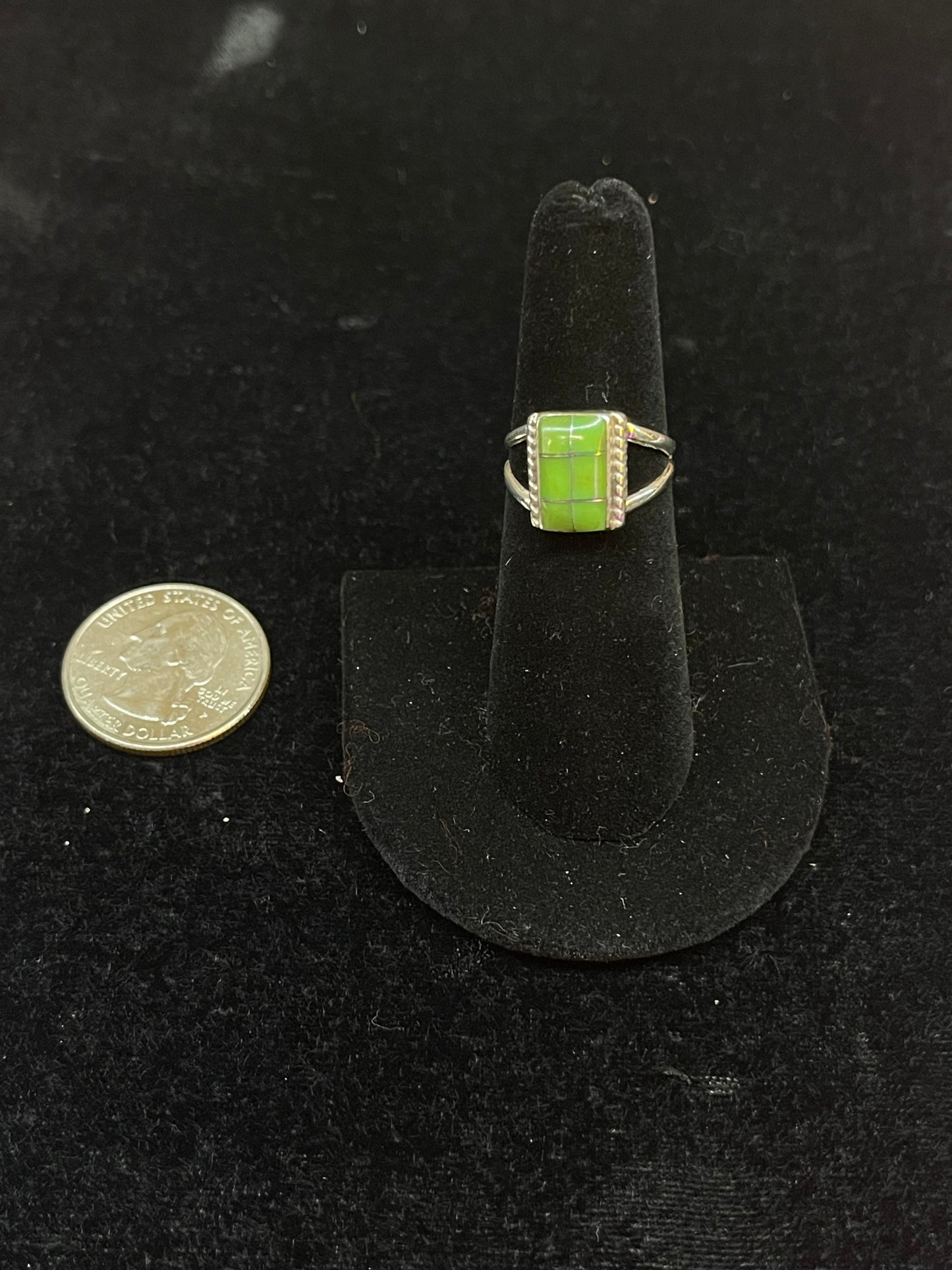Green Opal Rectangle Ring