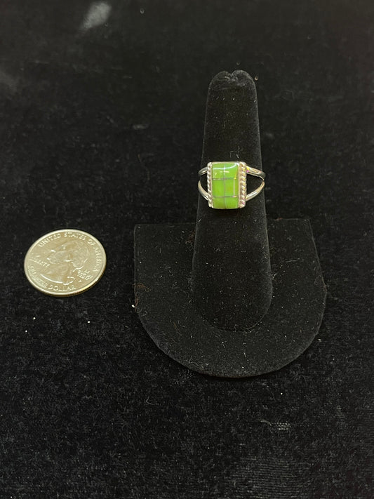 Green Opal Rectangle Ring