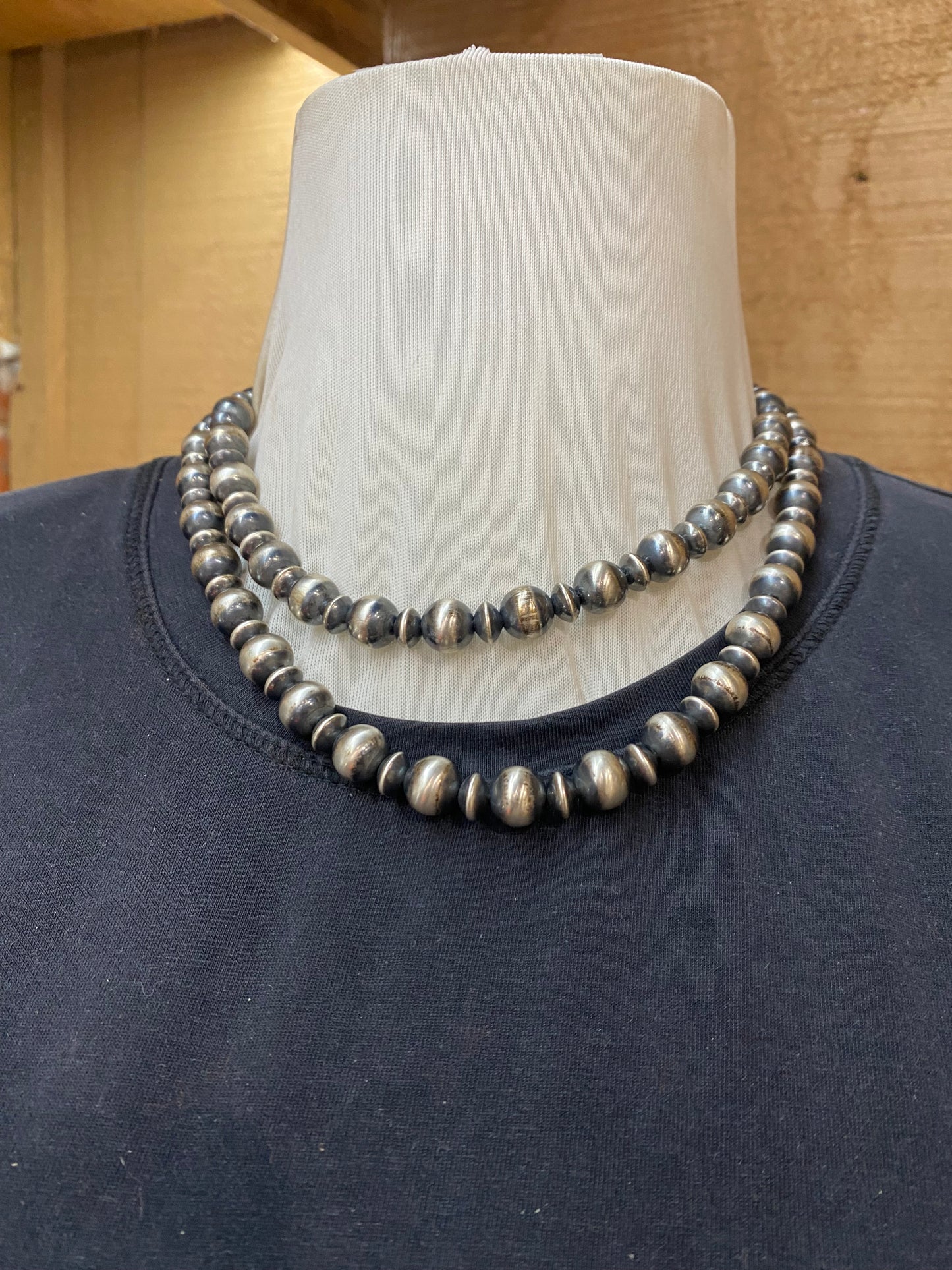 36" 10mm Navajo Pearls and 8mm Navajo Saucers