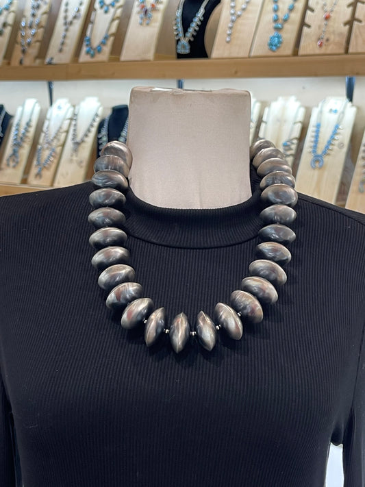 20”+3” Extender 28mm Handmade Navajo Pearls Necklace by Austin Haley, Navajo