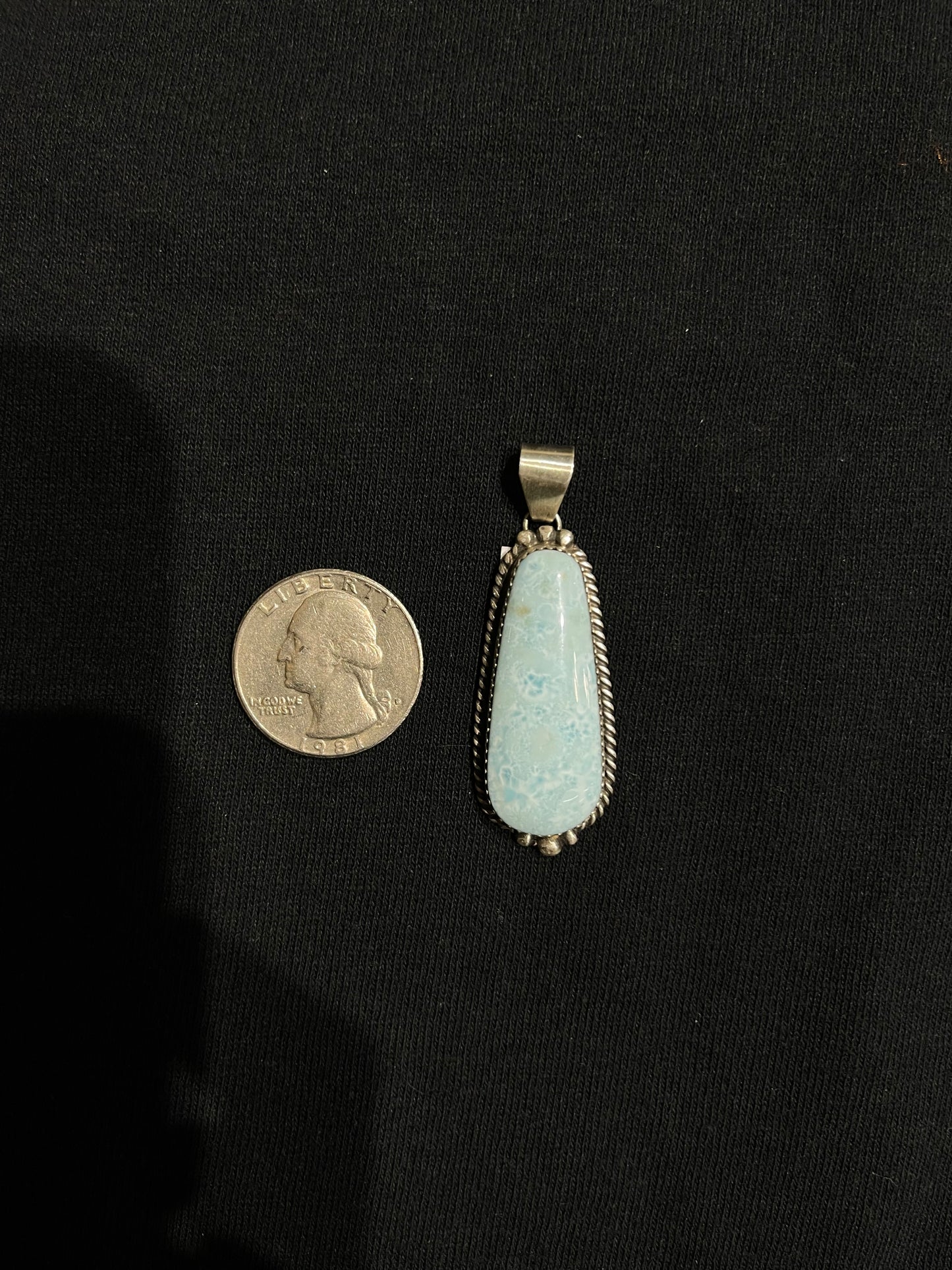 Larimar Pendant with a 5mm Bale by Frida Martinez, Navajo