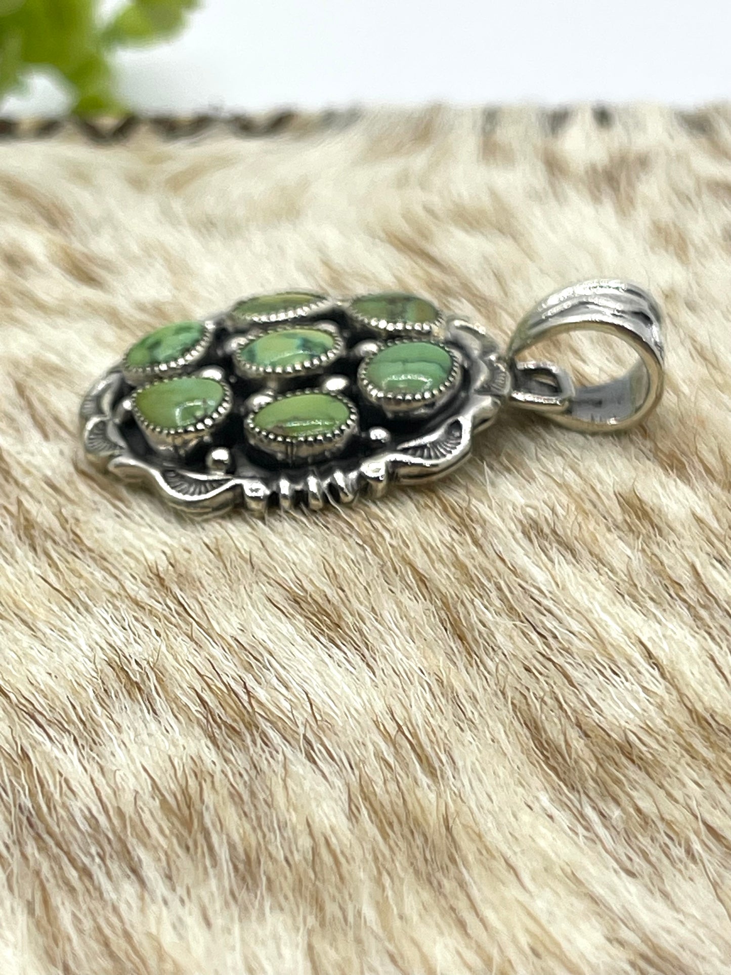 7 Stone Sonoran Gold Turquoise Pendant by Shawn Tulley, Navajo