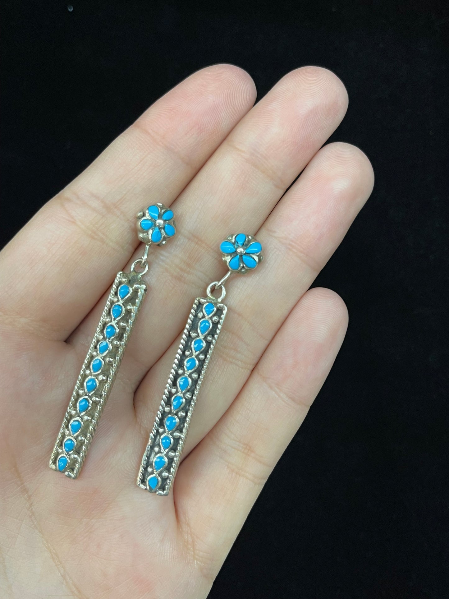 Sleeping Beauty Turquoise Bar Post Dangle Earrings