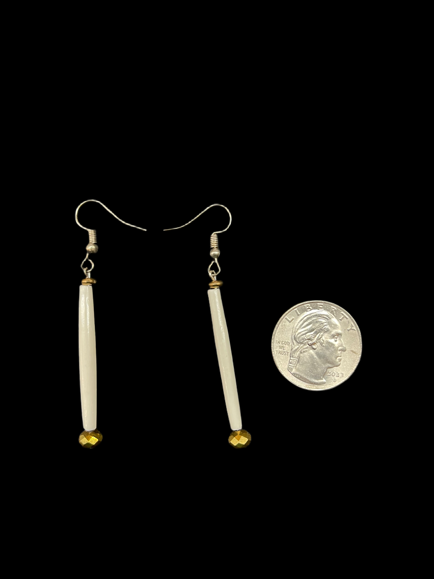 Bone with Plastic Beads on Hook Earrings