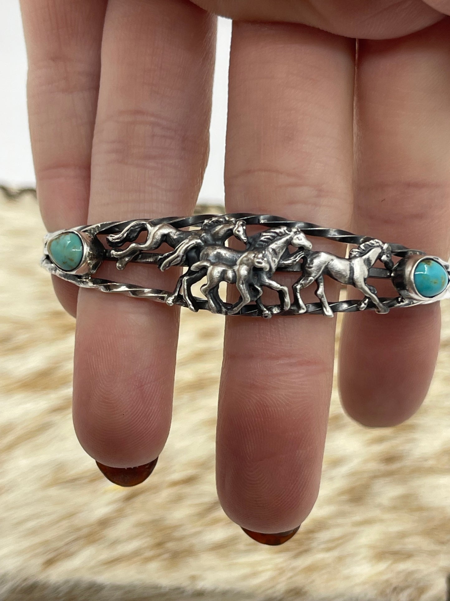 5.5”- 7” Turquoise Horse Cuff by Bobby Platero, Navajo