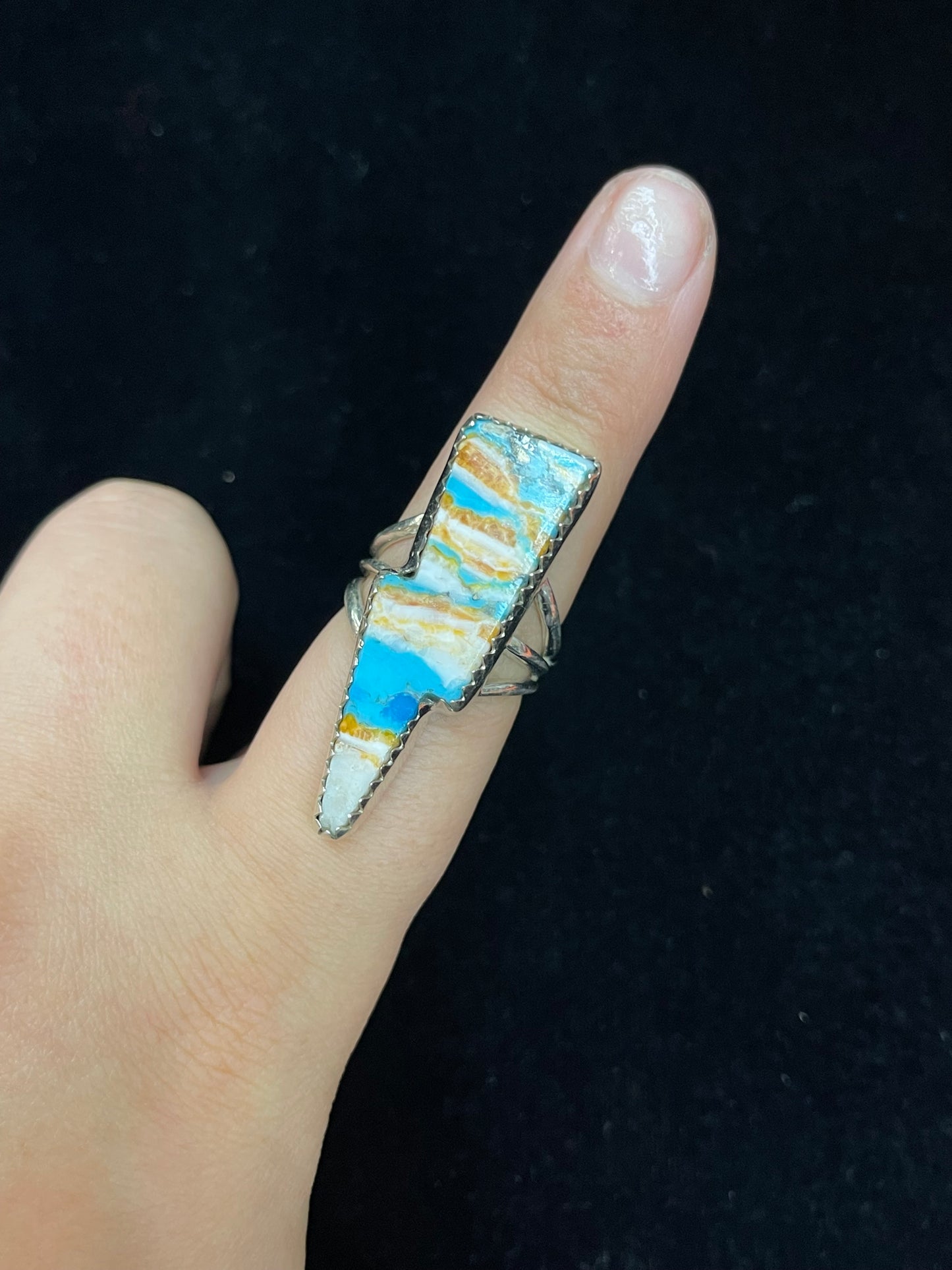 7.0 Spiny Turquoise Lighting Bolt Ring