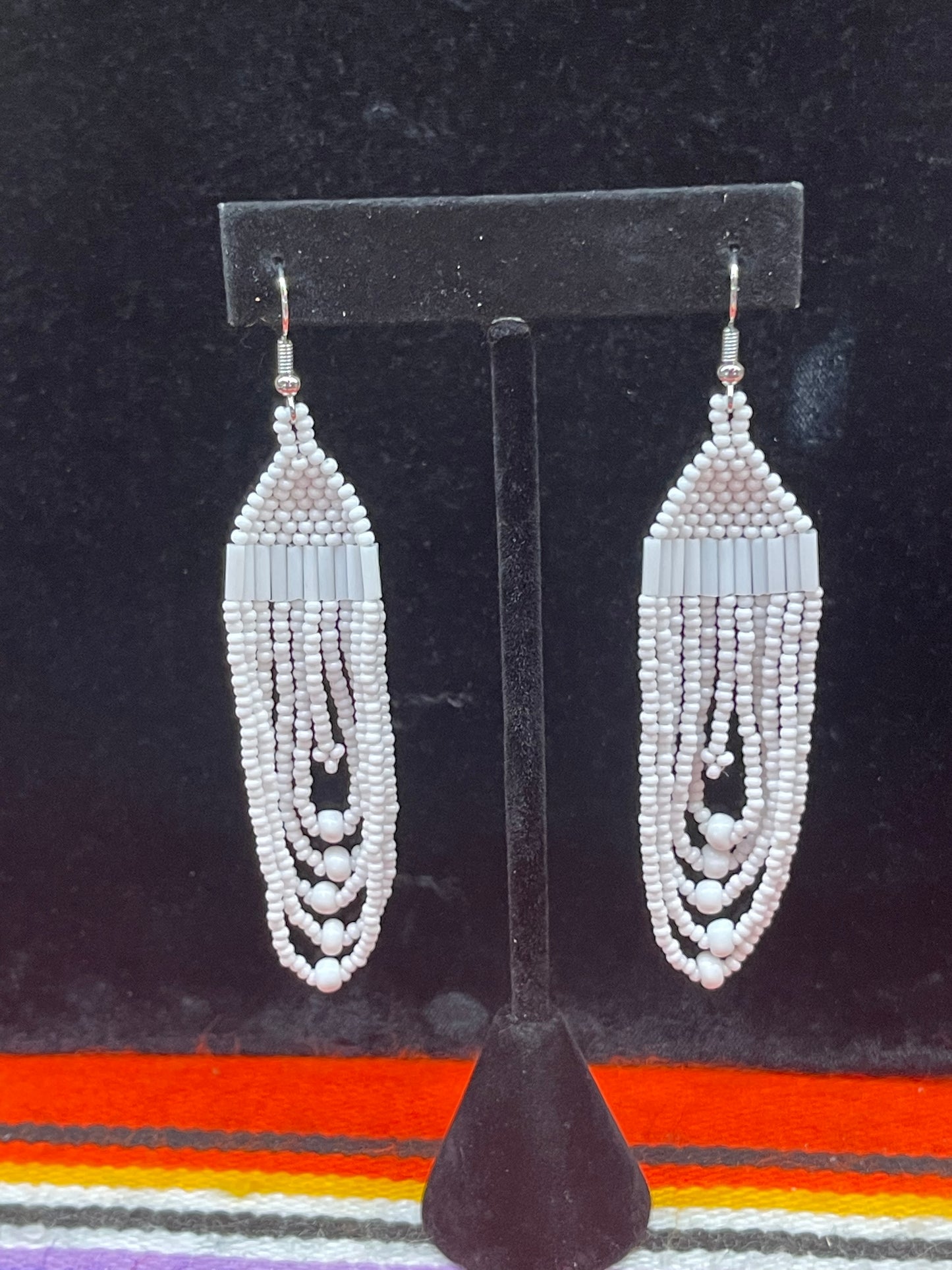 White Beaded Earrings