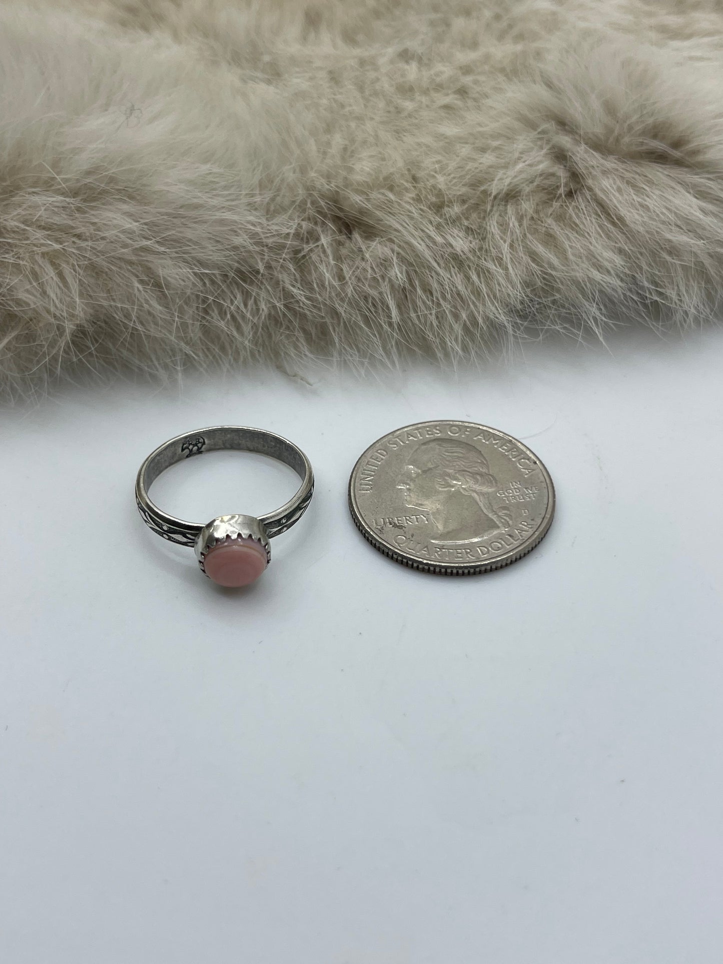 7.5 Pink Conch Ring by Letricia Largo, Navajo