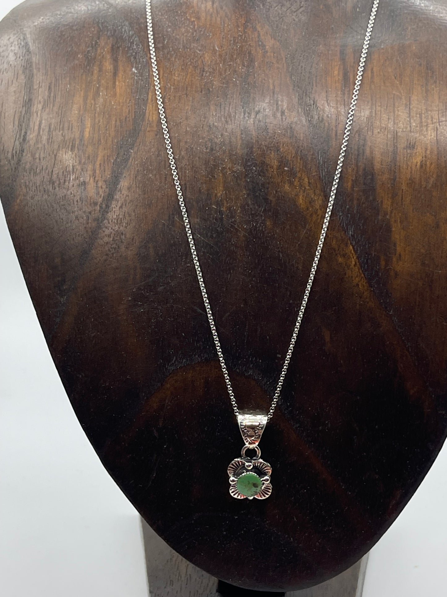 18" Green Turquoise Pendant Necklace by Charlene Yazzie, Navajo
