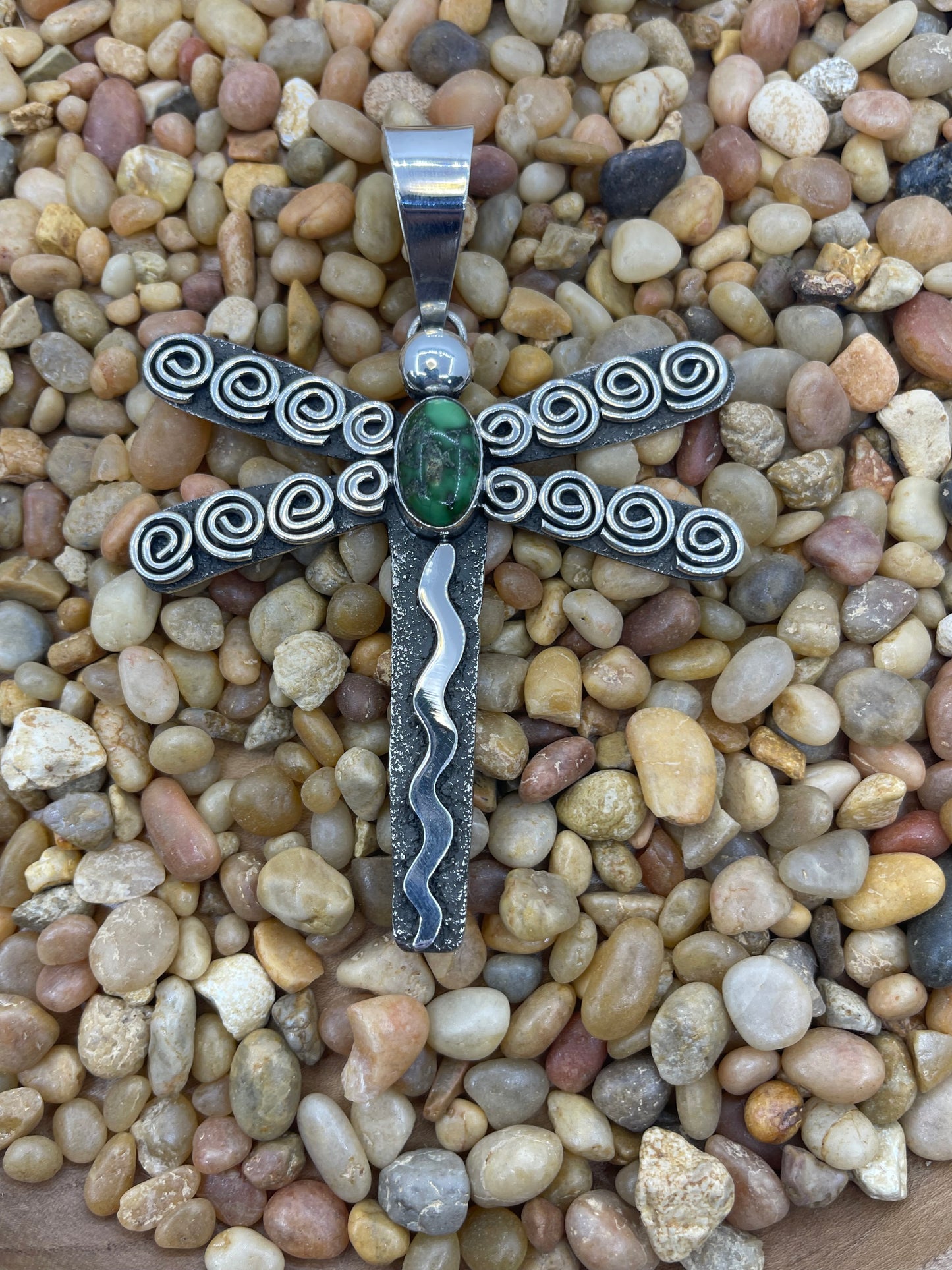 DragonFly Pendant with Kingman Turquoise Stone by Alex Sanchez, Navajo